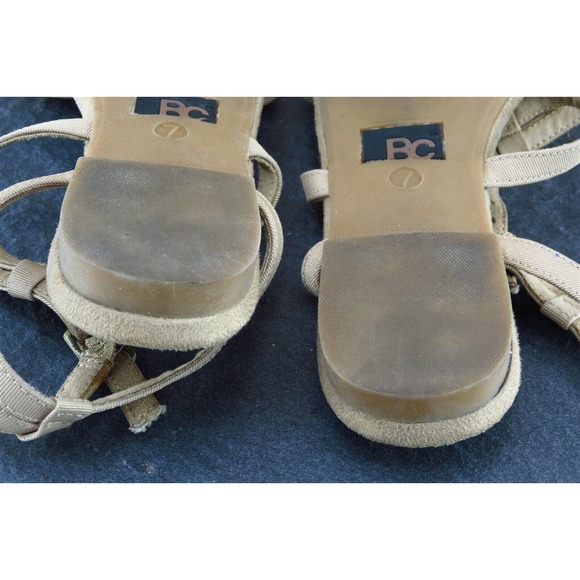 BC Footwear Sz 7 M Brown Ankle Strap Fabric Women Sandals - Picture 6 of 7